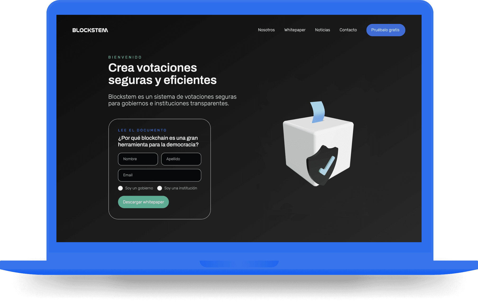 Blockstem homepage desktop