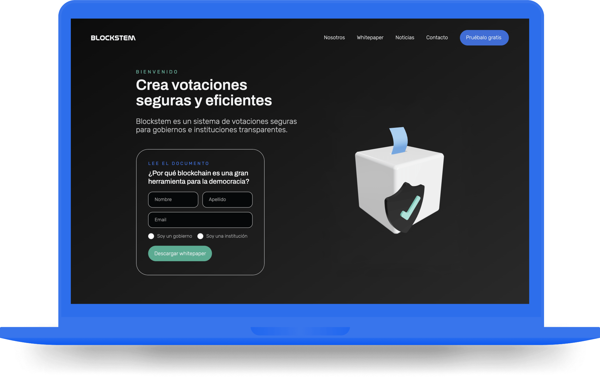 Blockstem homepage desktop