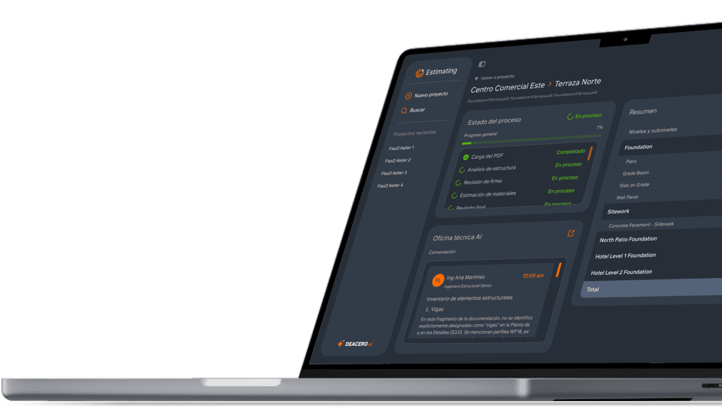 DeAcero estimating quantification